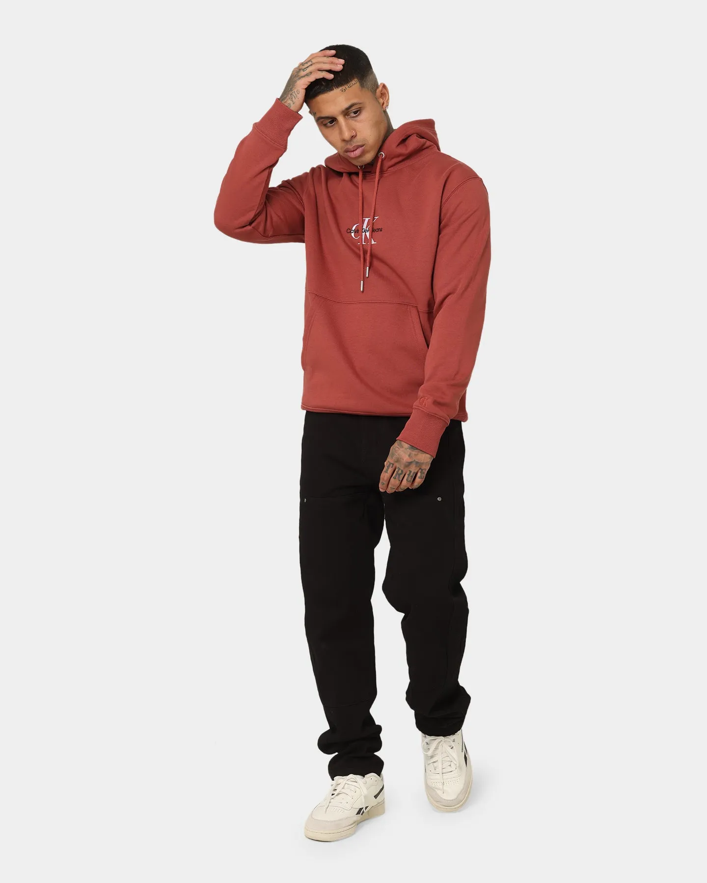 Calvin Klein Monogram Logo Hoodie Terracotta Tile