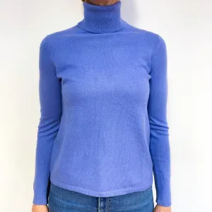 Cashmere Periwinkle Blue Polo Neck Jumper Medium