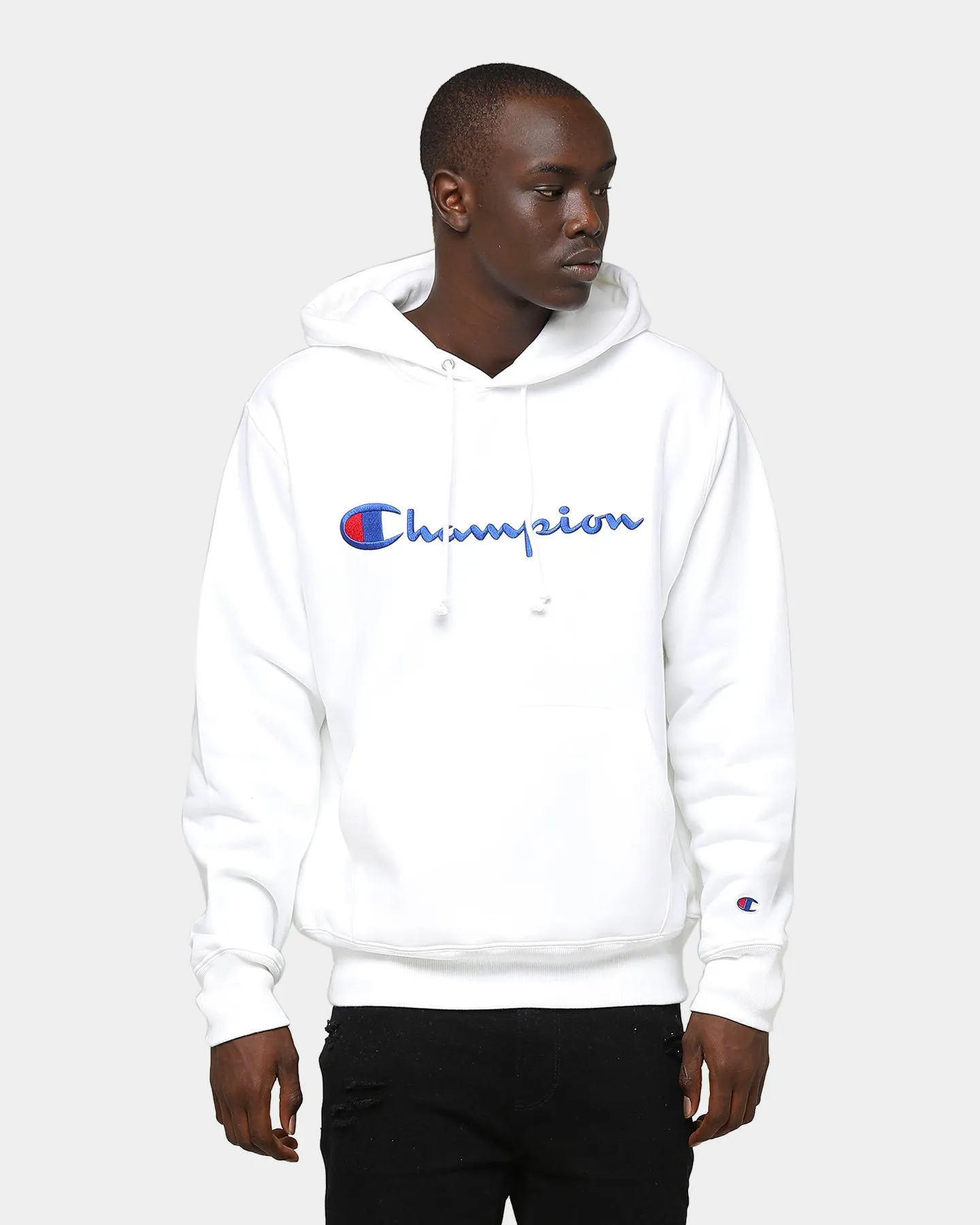 Champion Rev Weave Embroidered Hood White