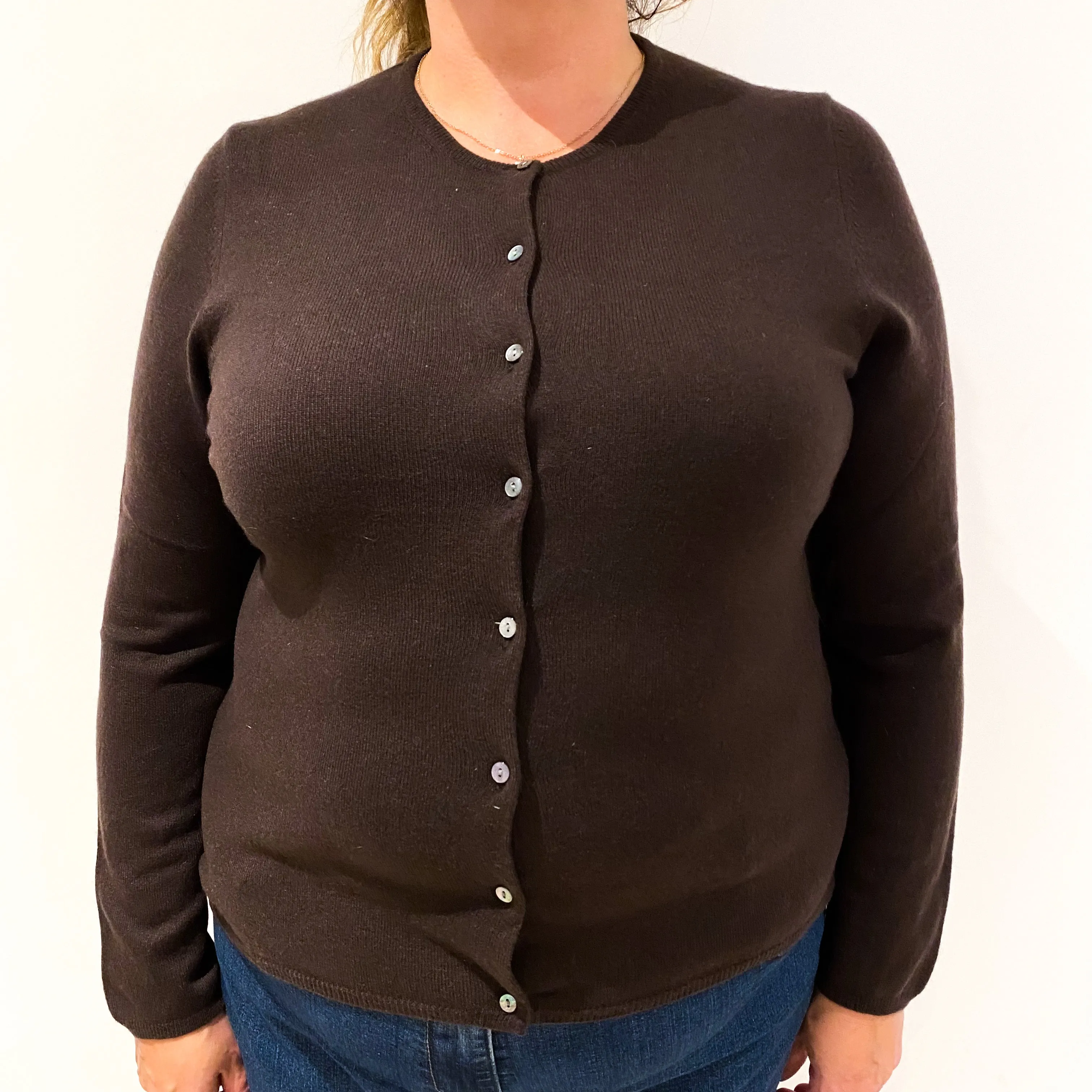 Chocolate Brown Cashmere Cardigan Extra Large