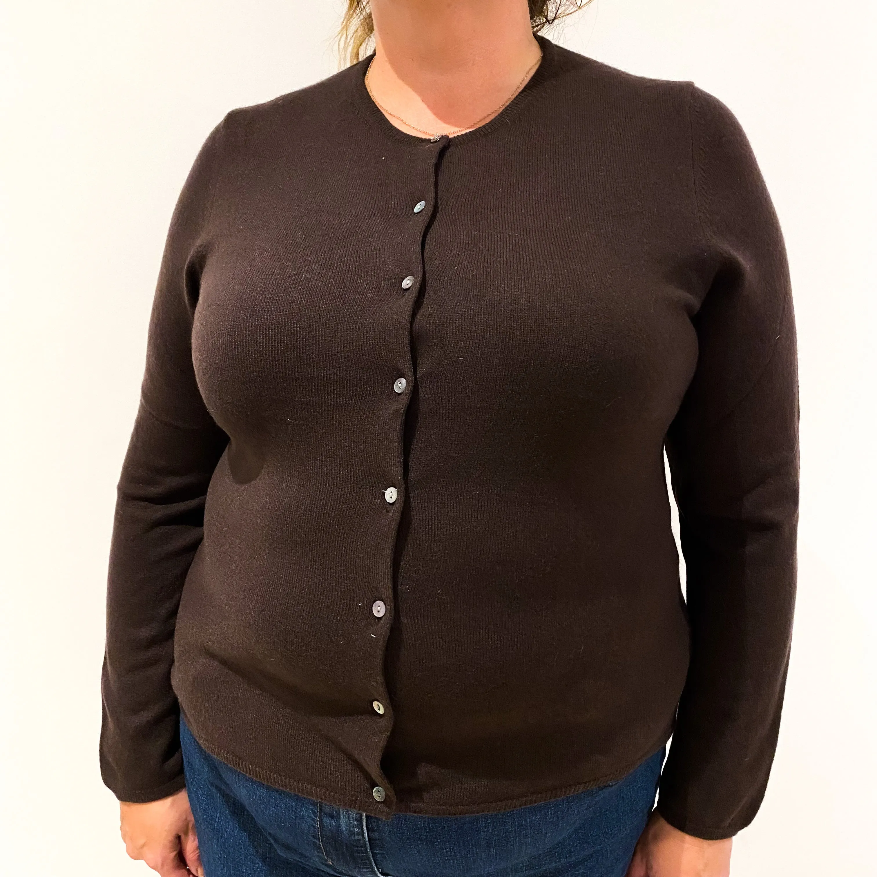 Chocolate Brown Cashmere Cardigan Extra Large