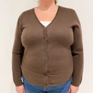 Chocolate Cashmere V-Neck Cardigan Extra Large