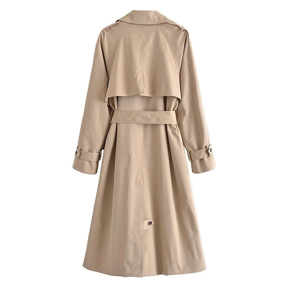Classic Double-Breasted Extended Trench Coat