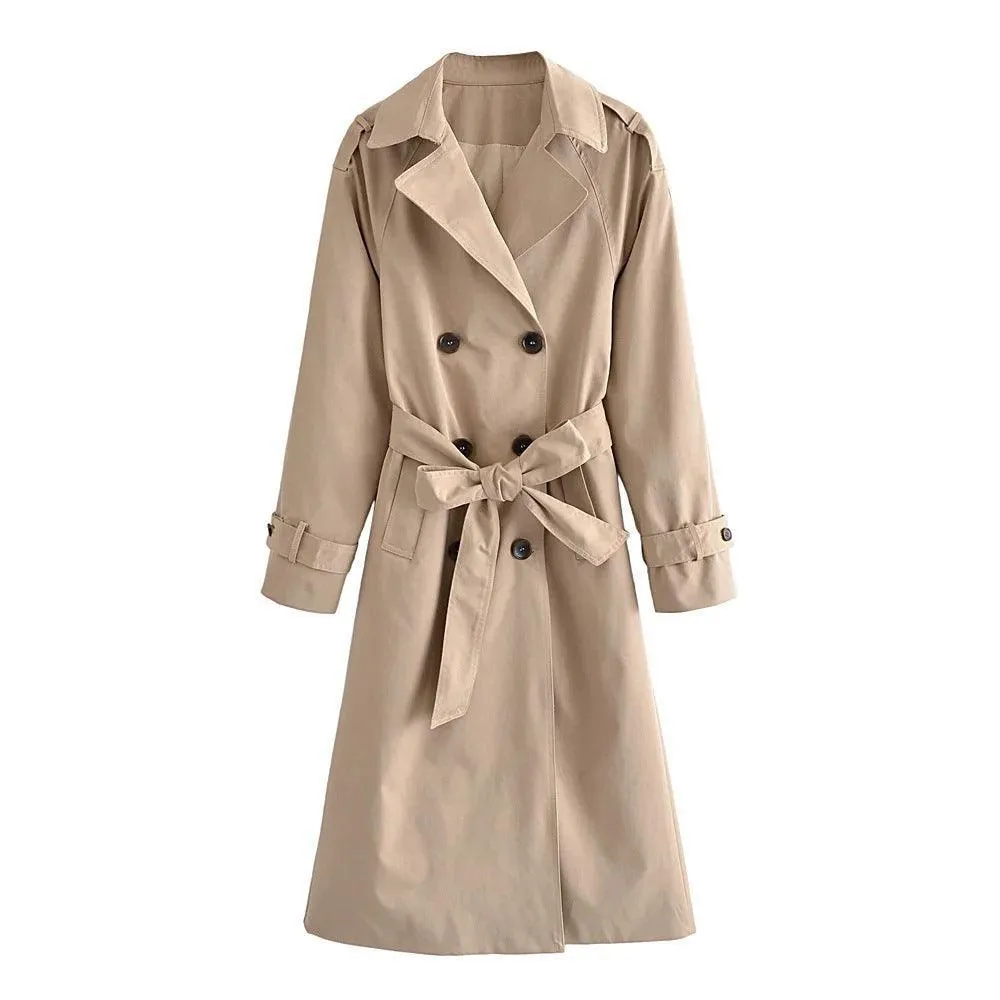 Classic Double-Breasted Extended Trench Coat