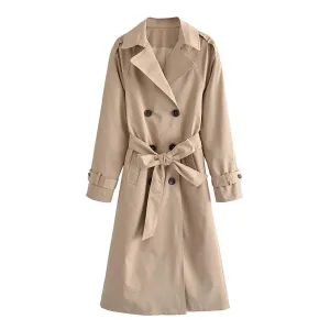 Classic Double-Breasted Extended Trench Coat