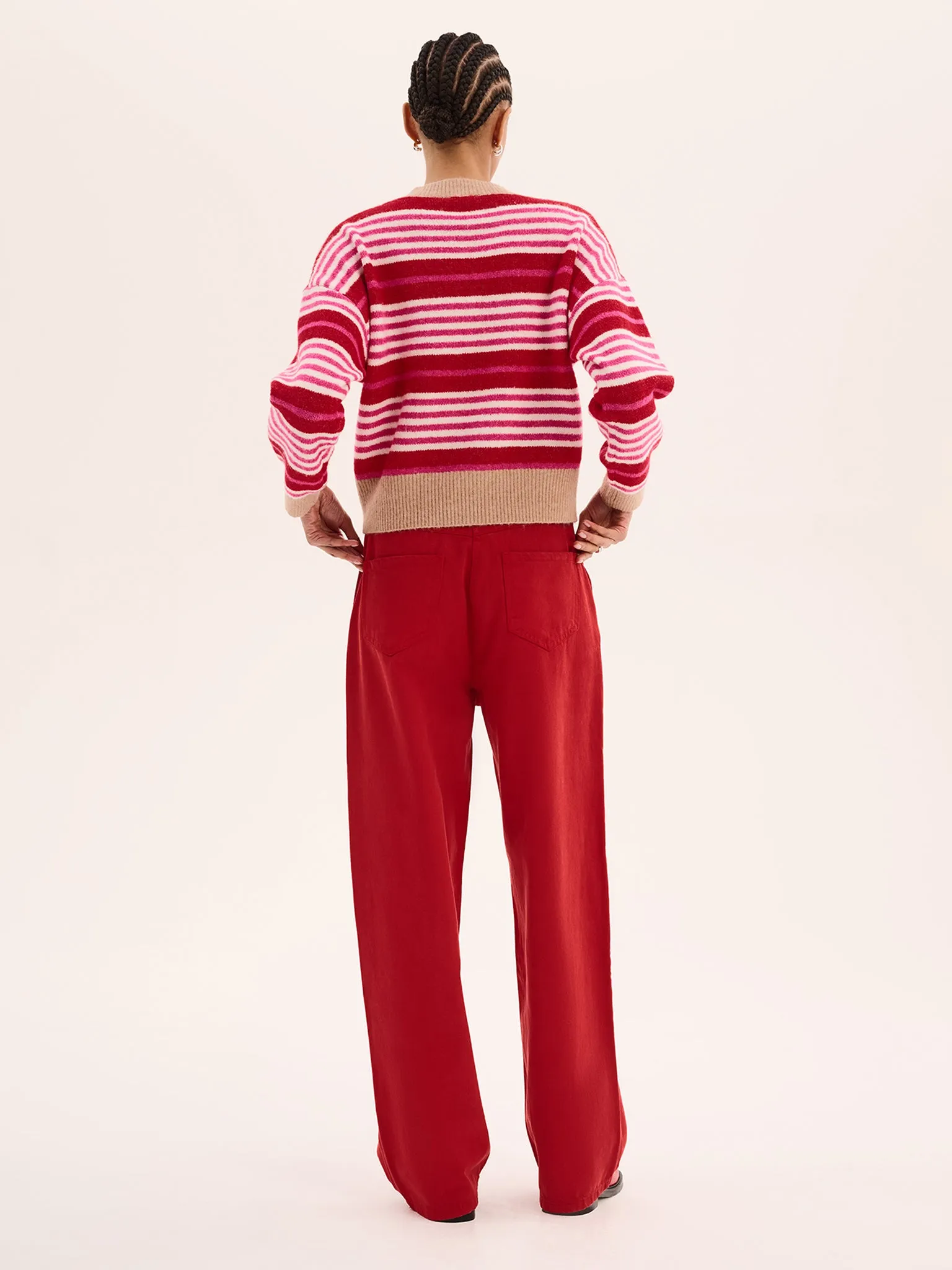 Clementine Stripe Jumper in Pink and Red