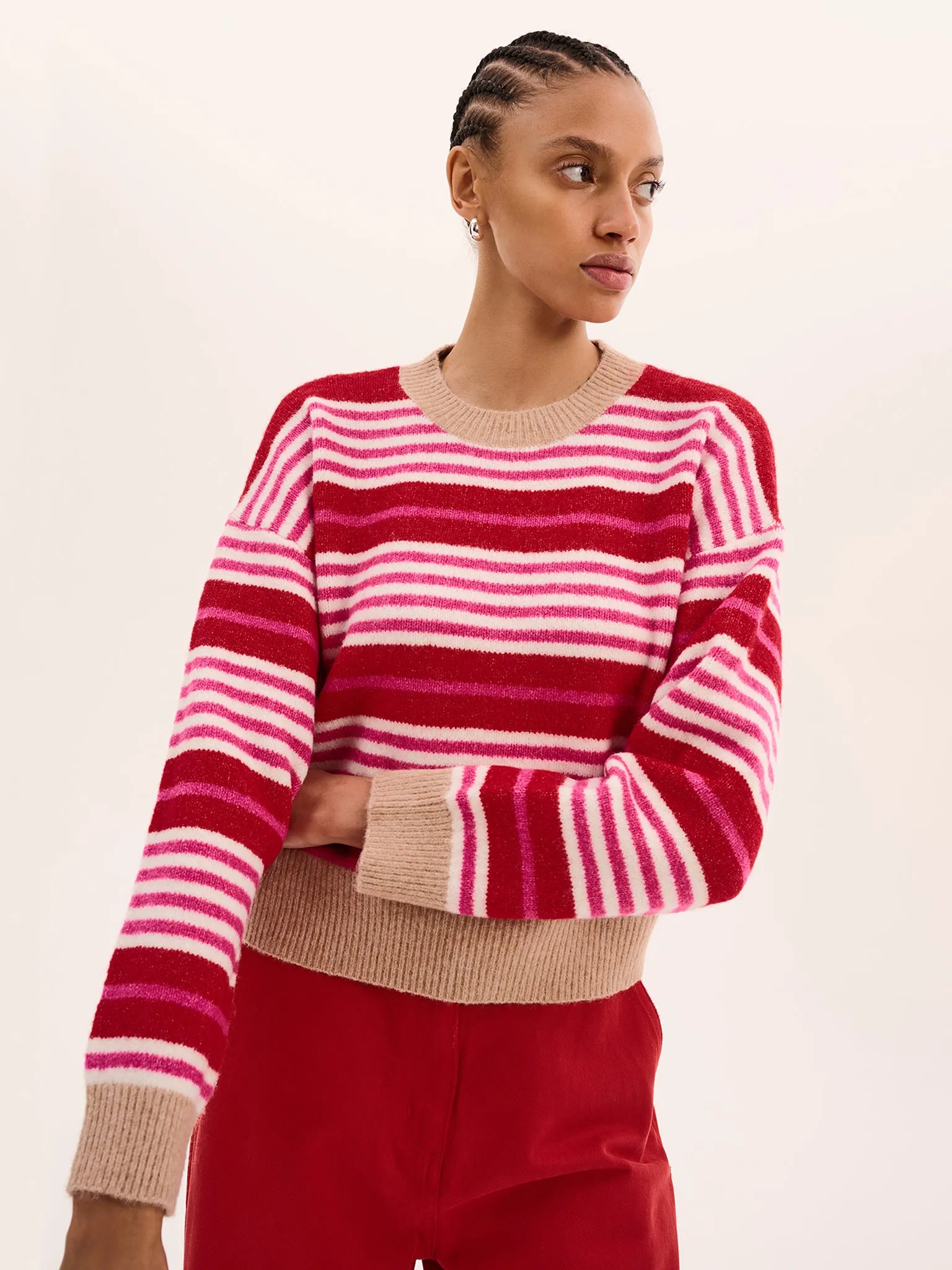 Clementine Stripe Jumper in Pink and Red
