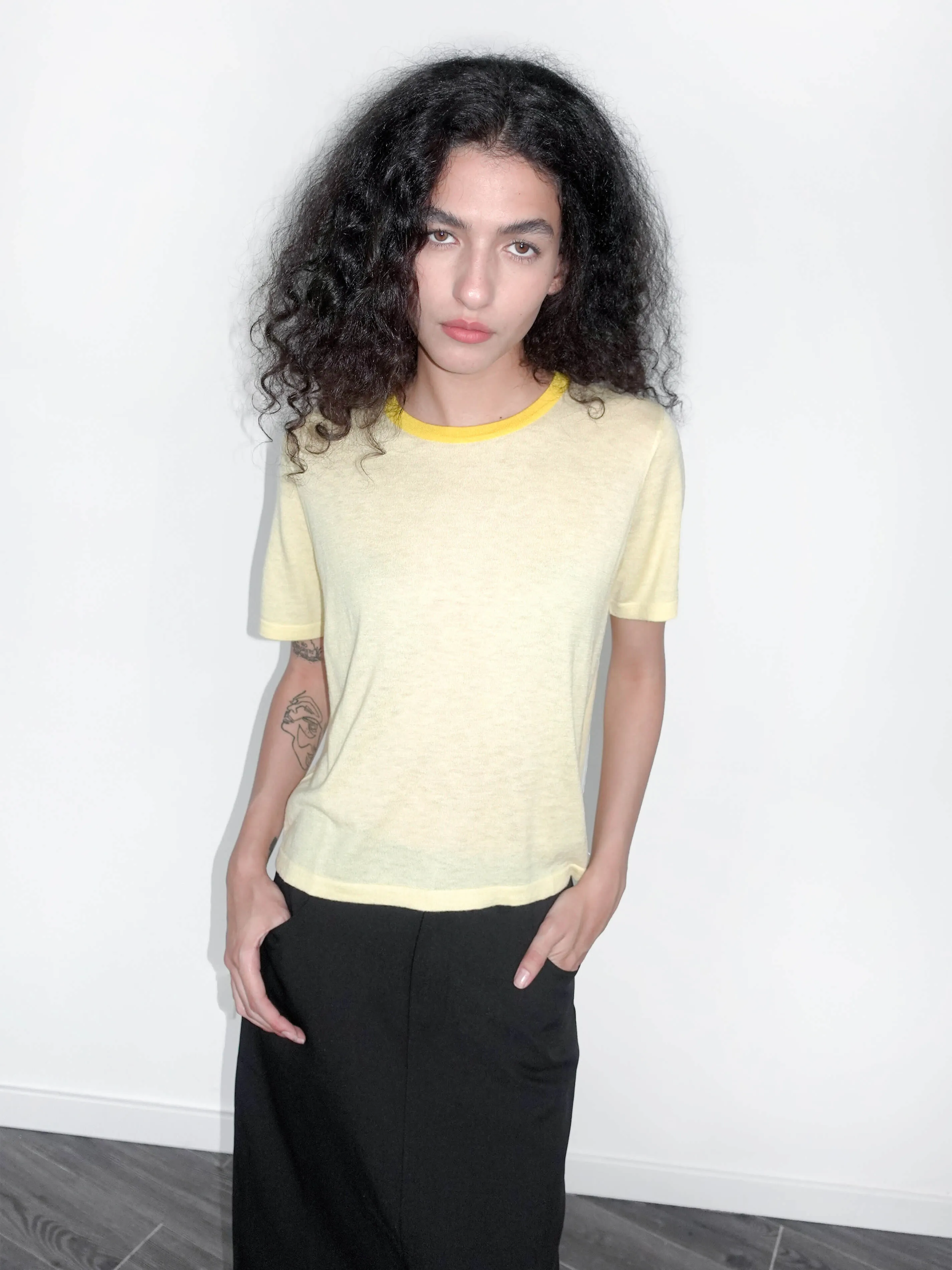 Contrast Color T-shirt with Wool Blend