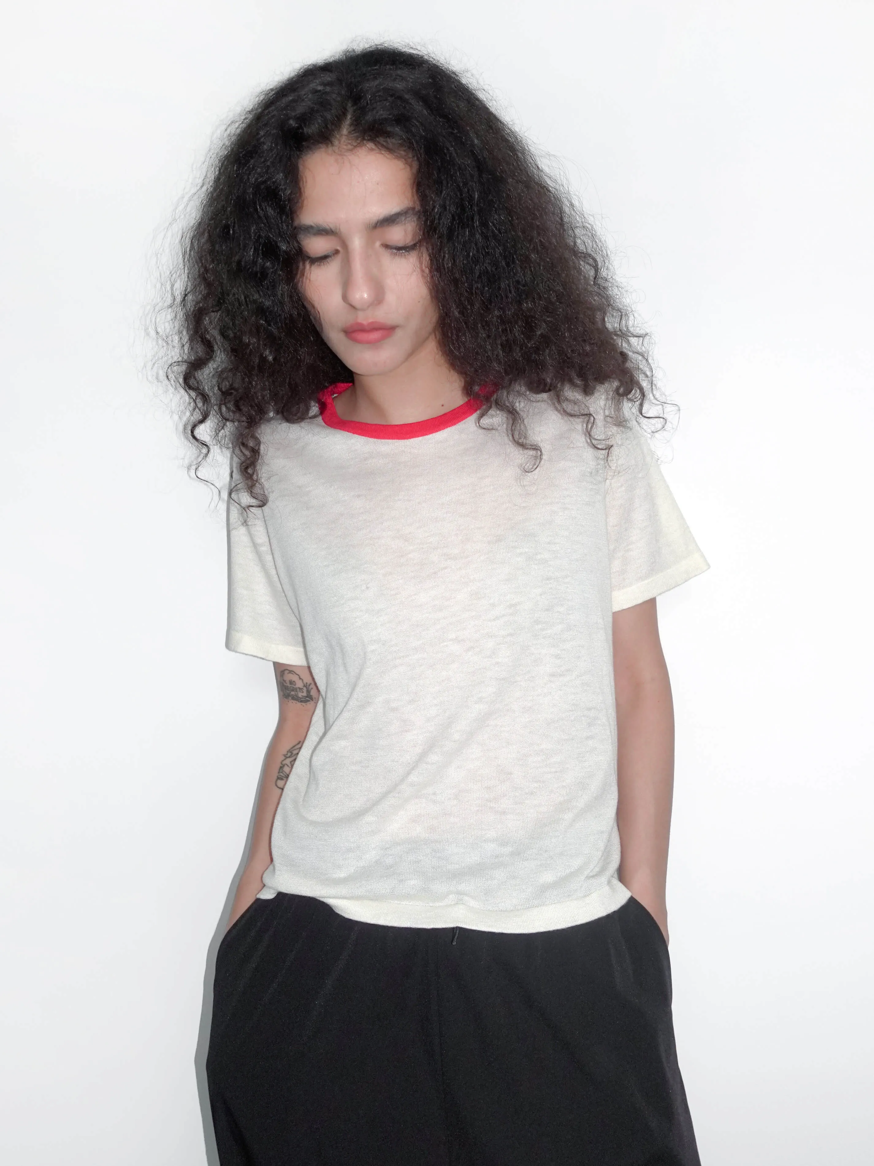 Contrast Color T-shirt with Wool Blend