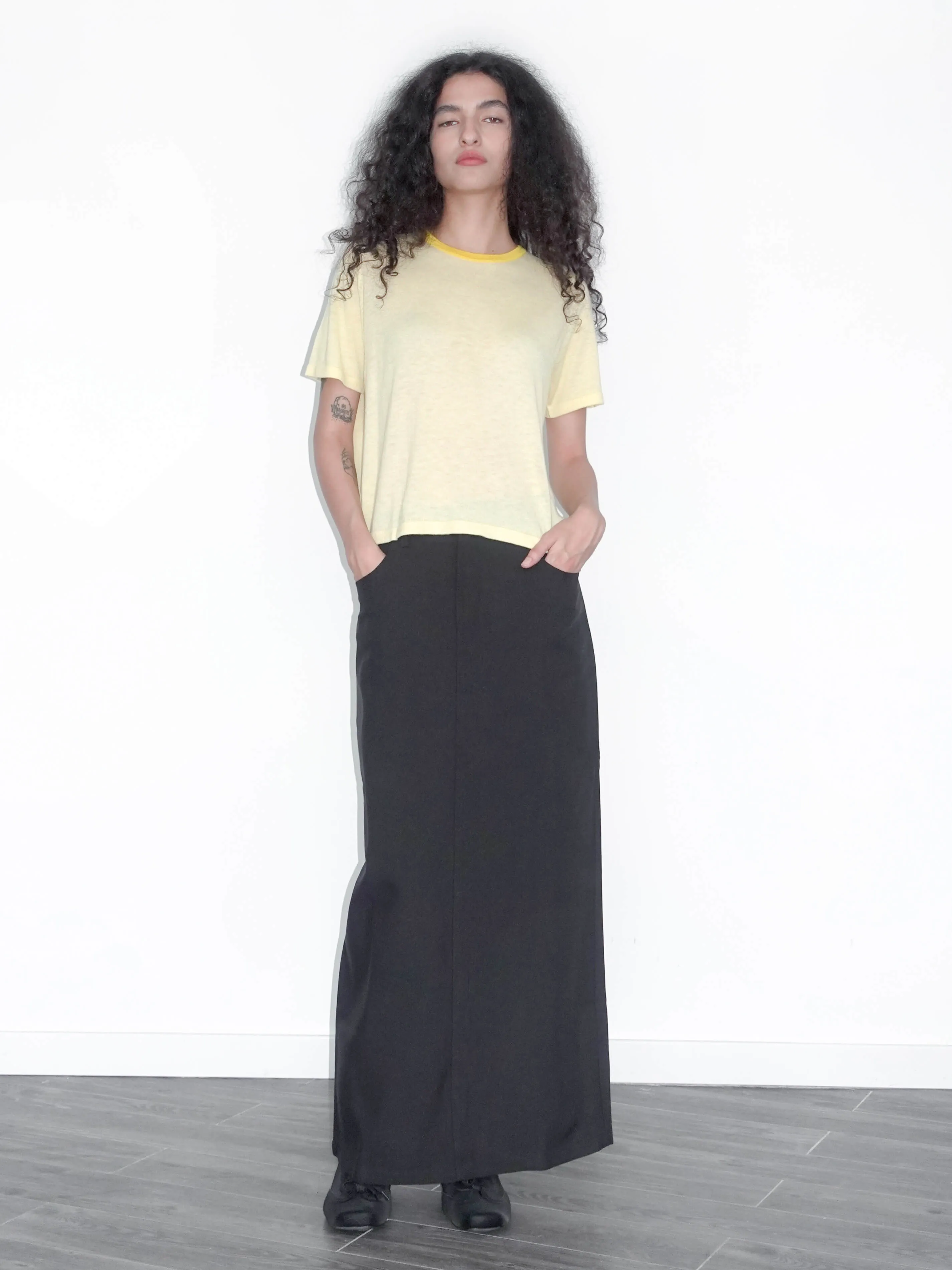 Contrast Color T-shirt with Wool Blend