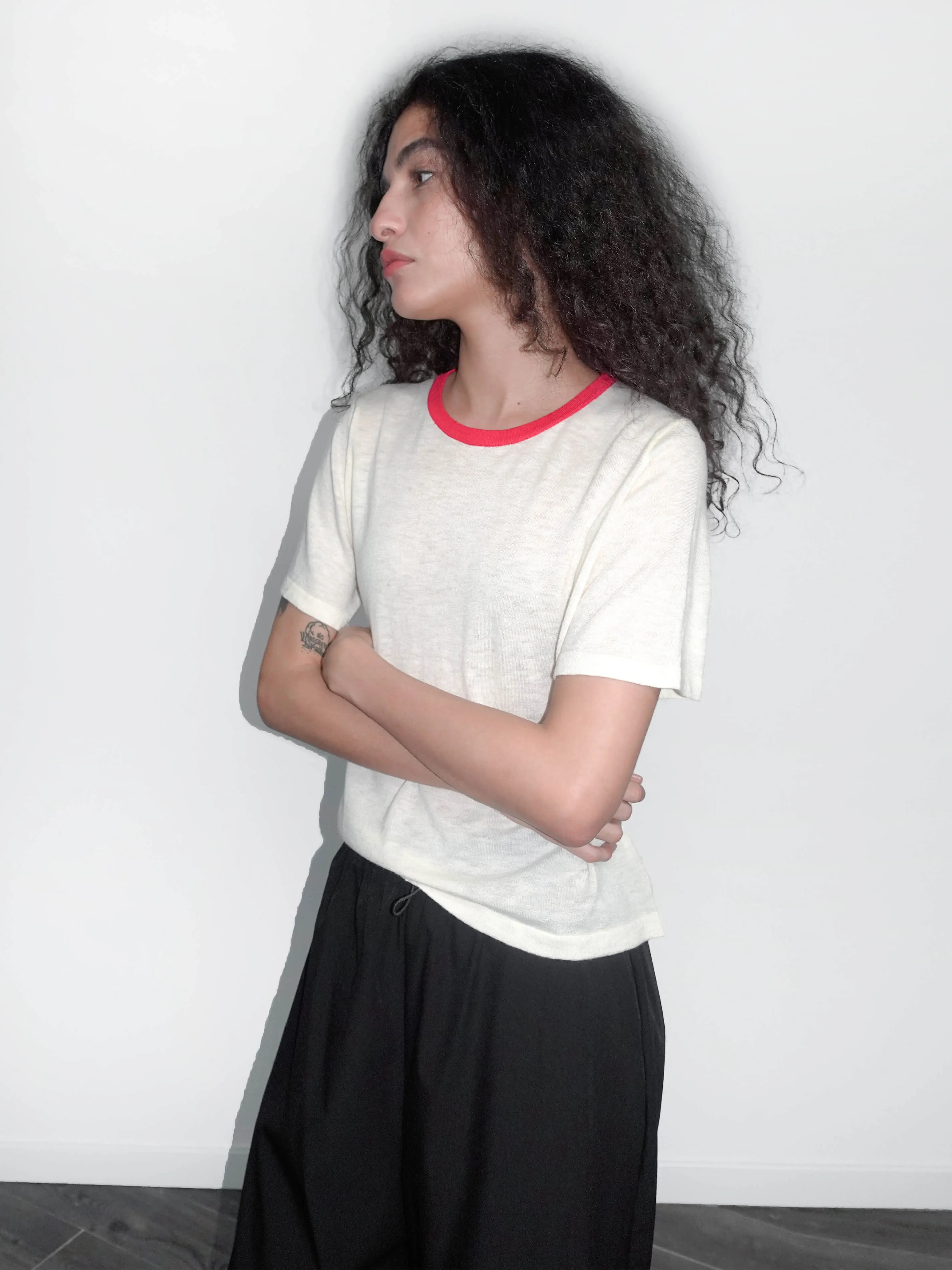 Contrast Color T-shirt with Wool Blend