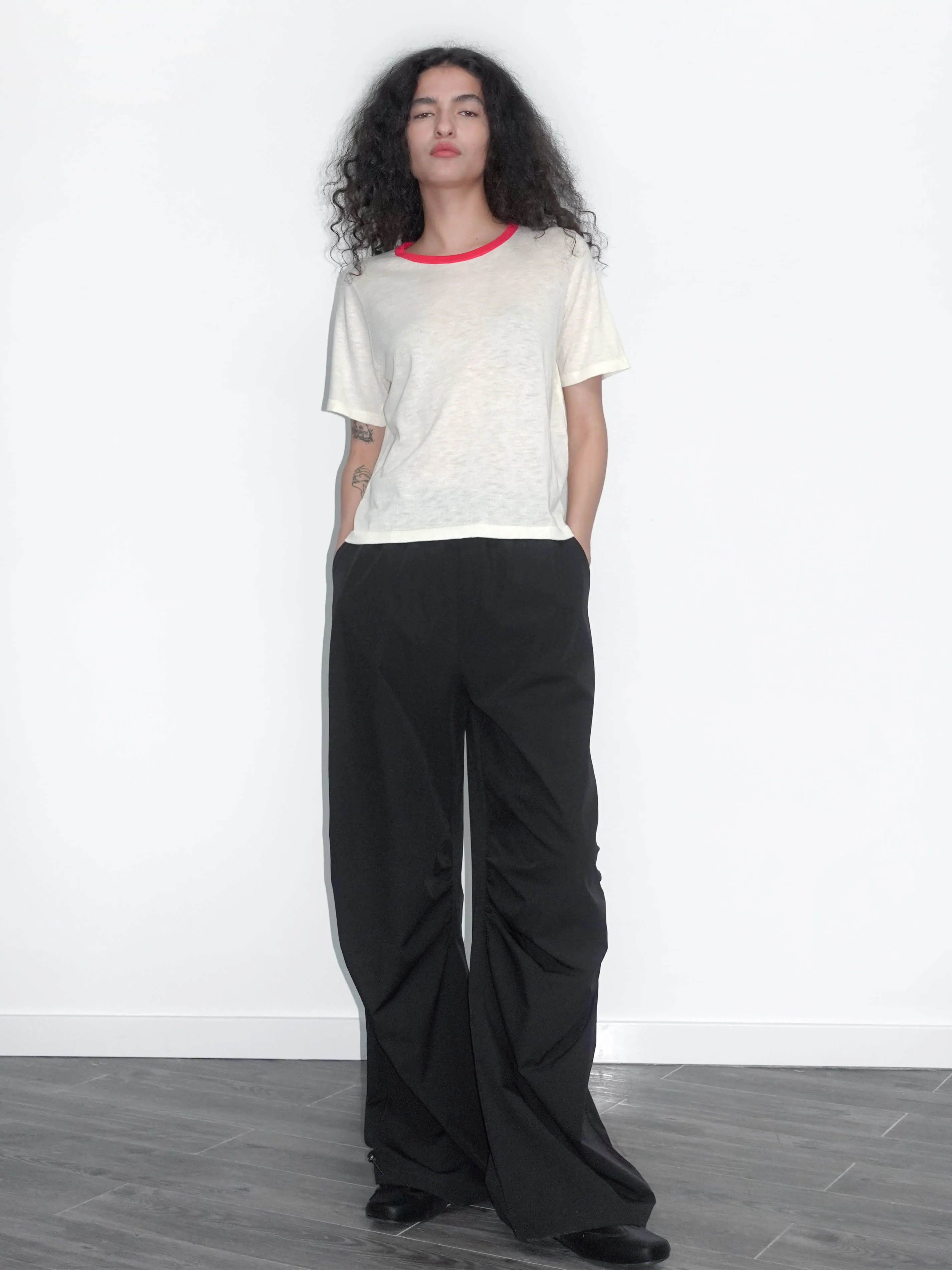Contrast Color T-shirt with Wool Blend