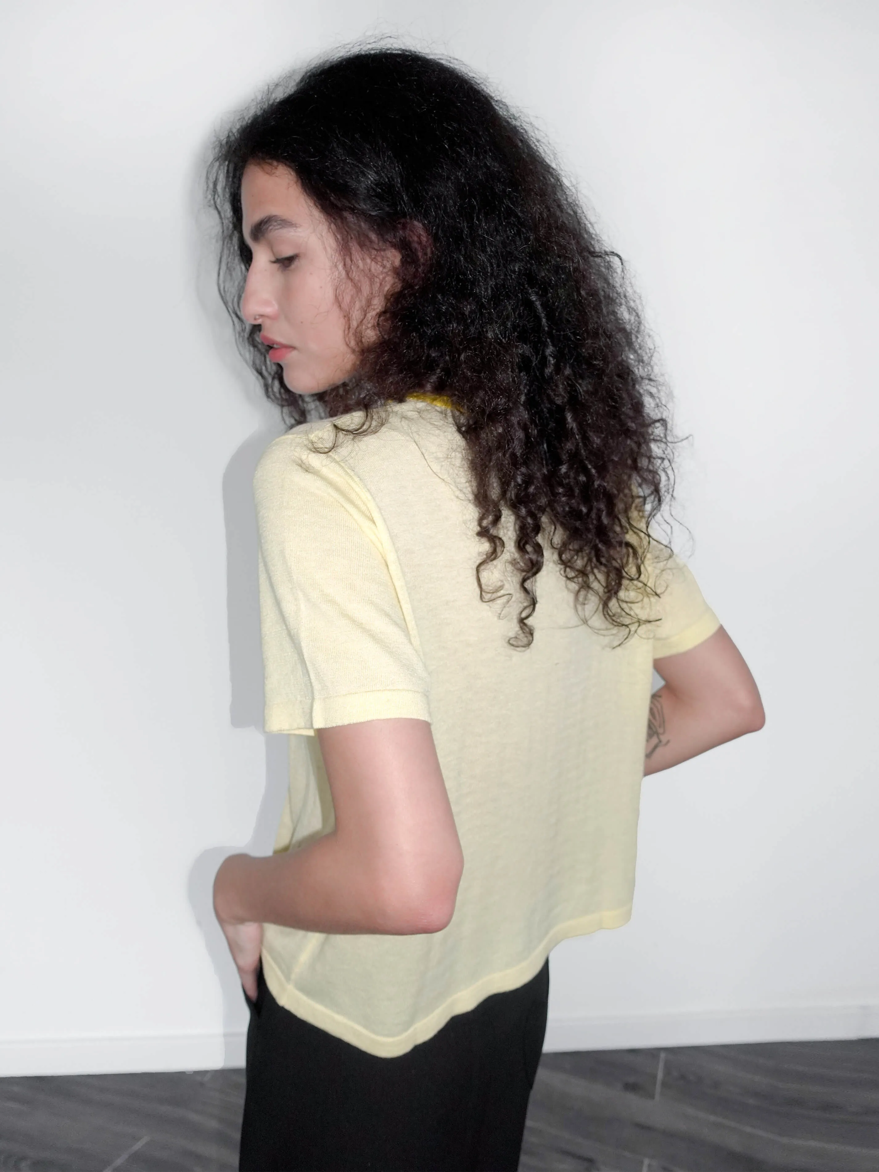 Contrast Color T-shirt with Wool Blend