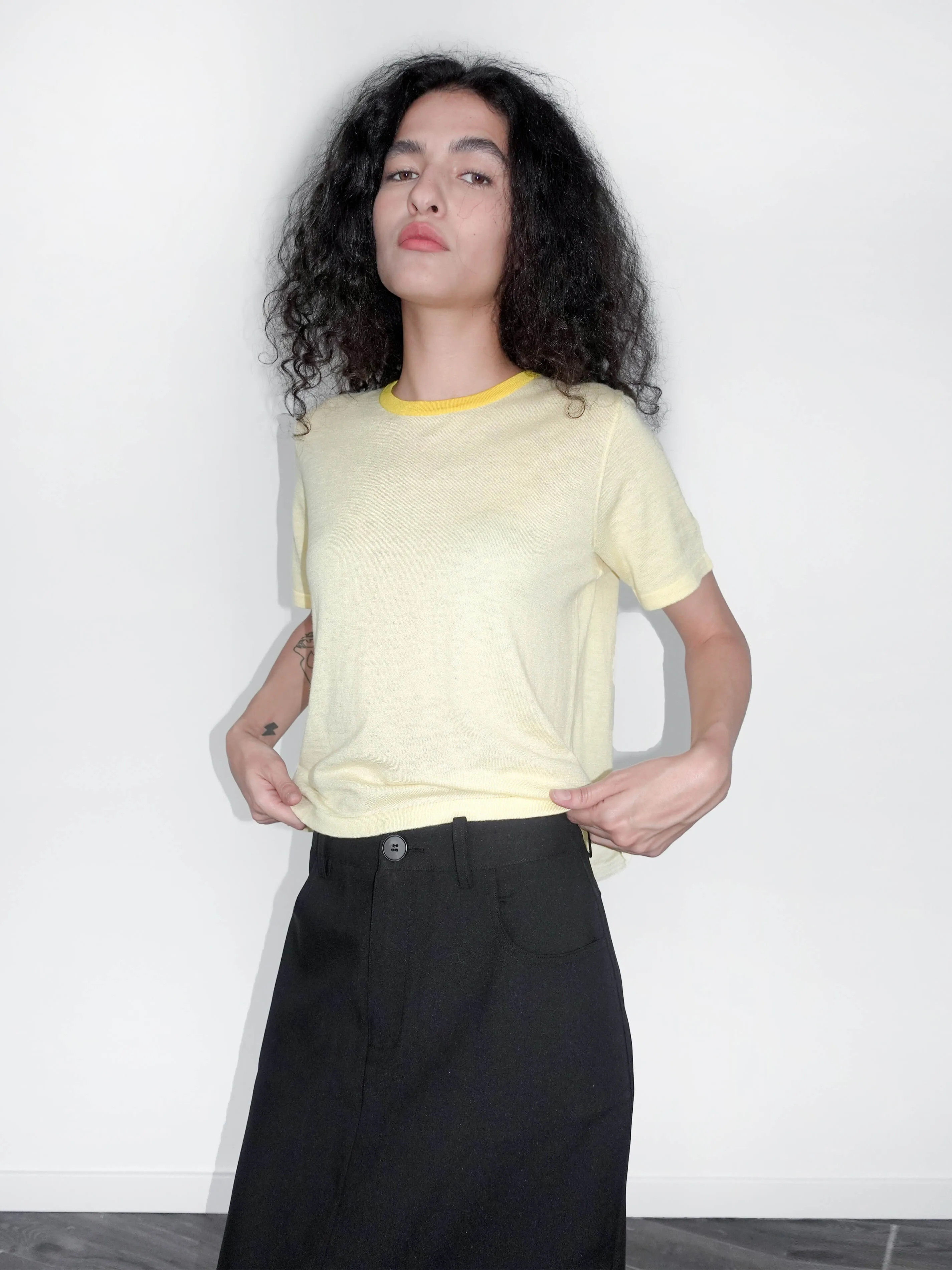 Contrast Color T-shirt with Wool Blend