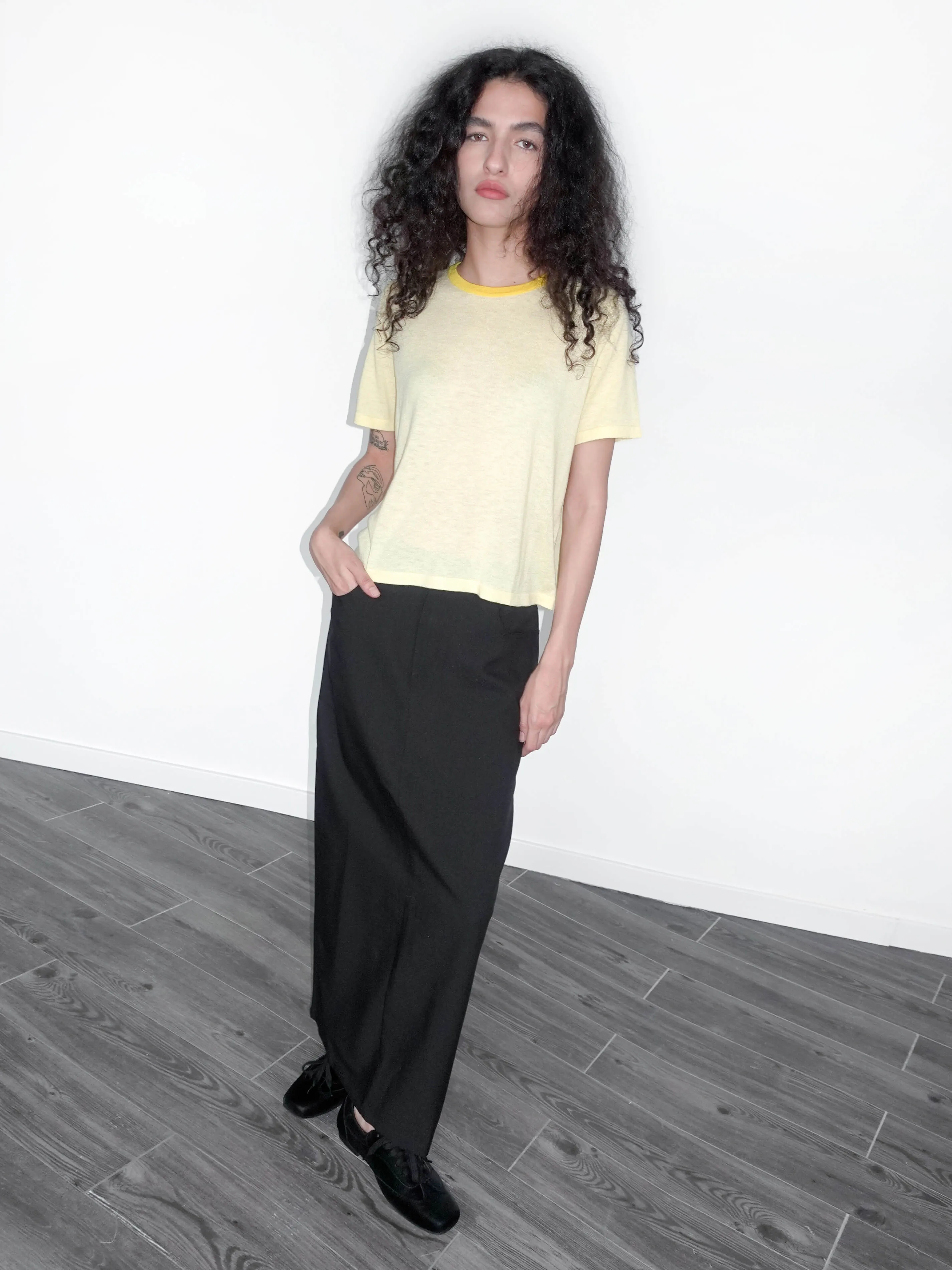 Contrast Color T-shirt with Wool Blend