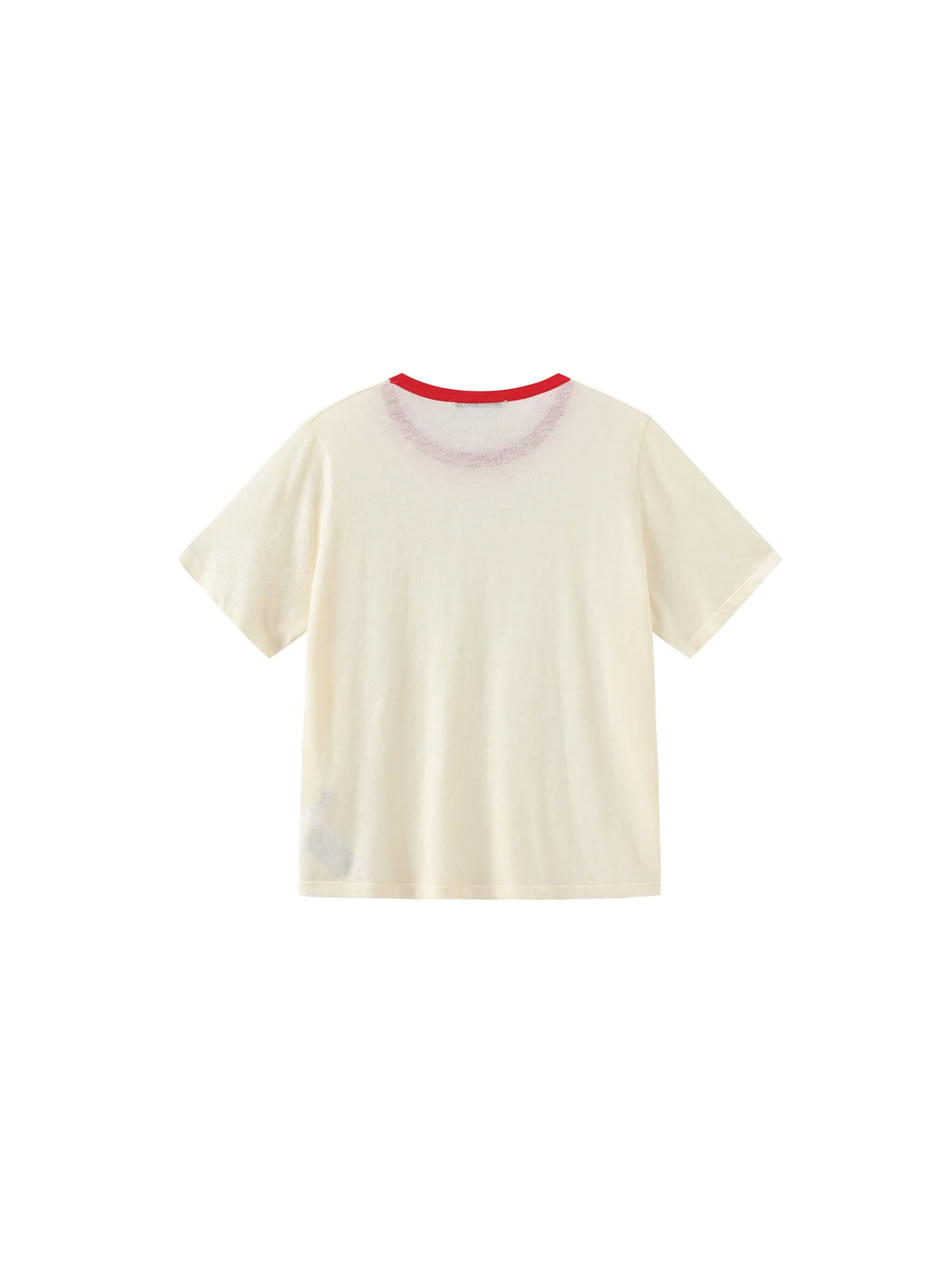 Contrast Color T-shirt with Wool Blend