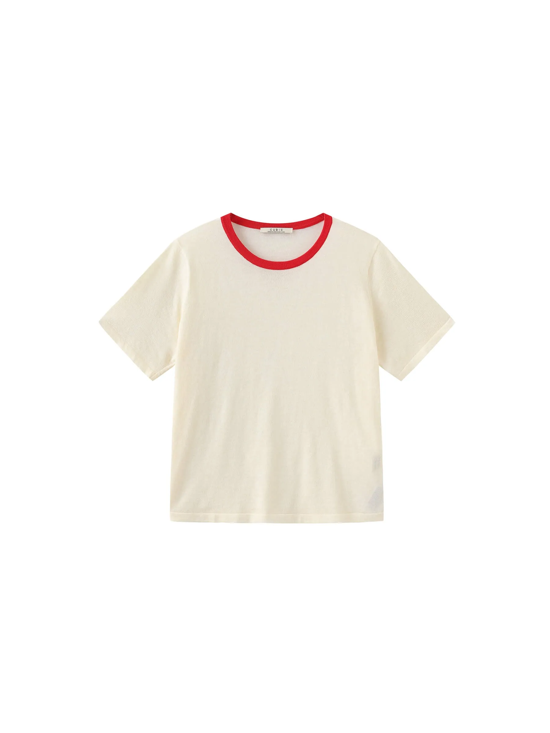 Contrast Color T-shirt with Wool Blend