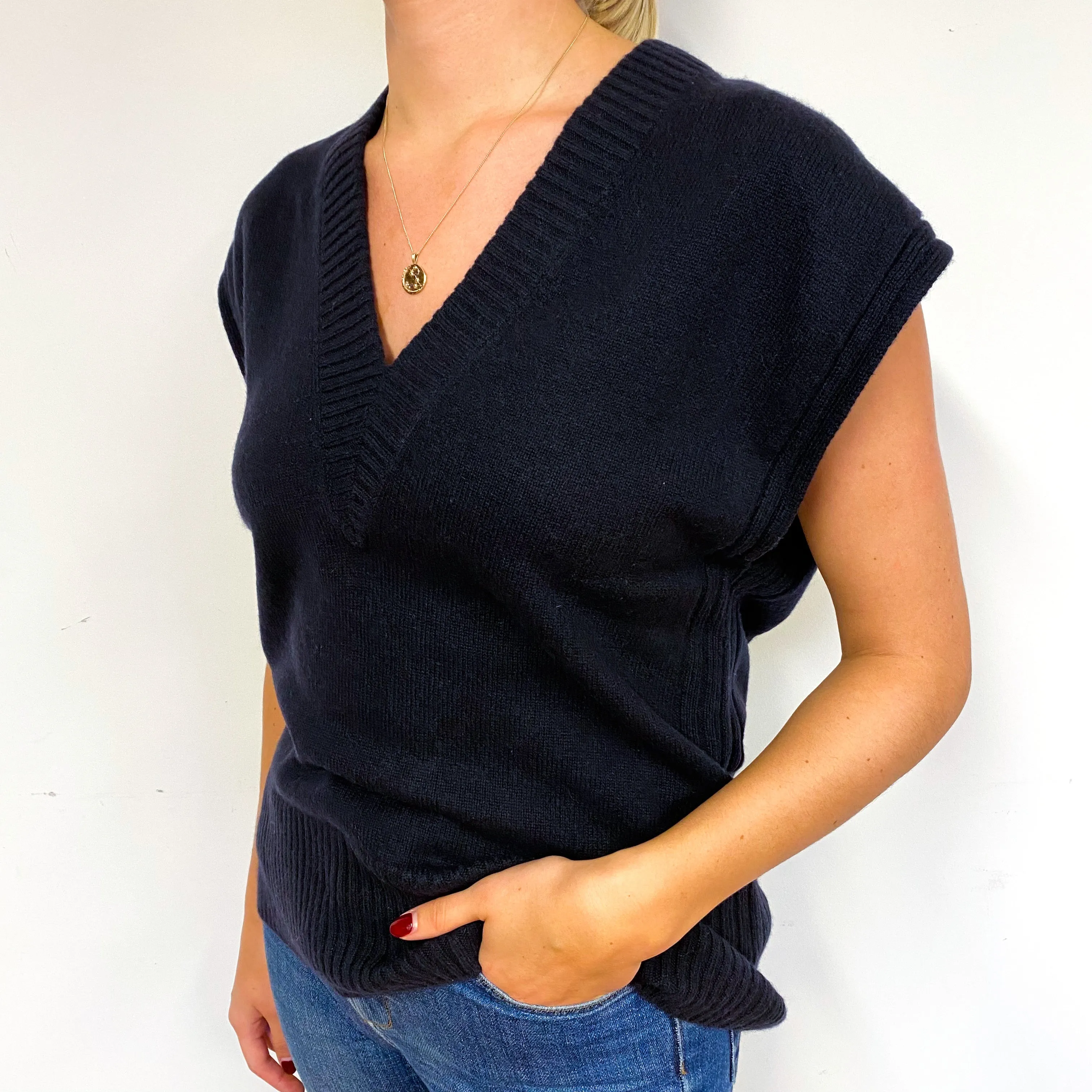 Cos Dark Navy Cashmere Sleeveless Jumper Small