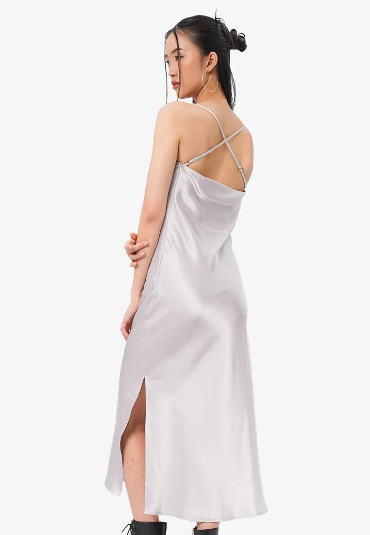 Cowl Neck Midi Slip Dress