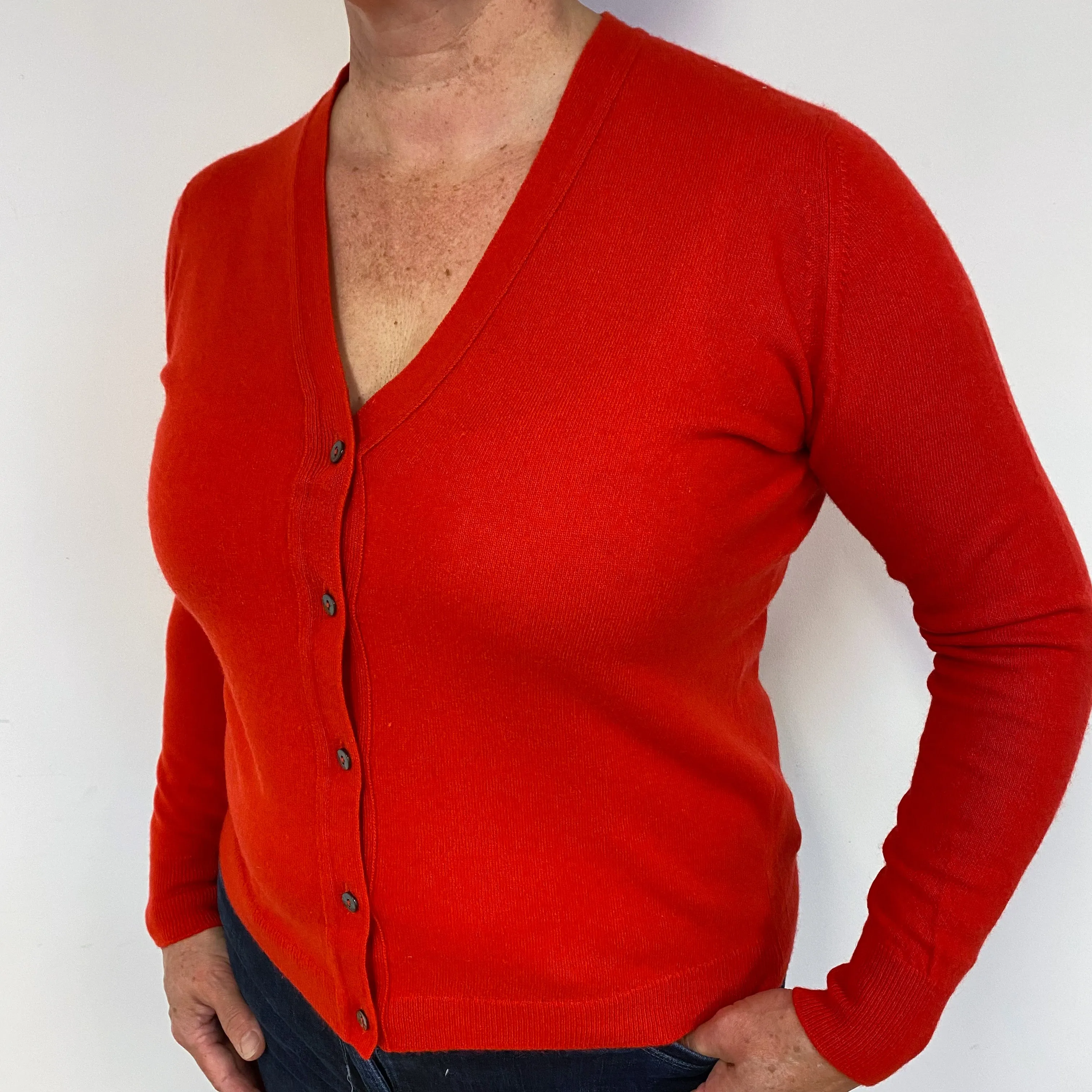 Cranberry Red Cashmere Cardigan Large