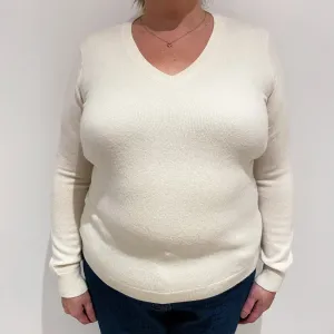 Cream Cashmere V Neck Jumper Extra Large