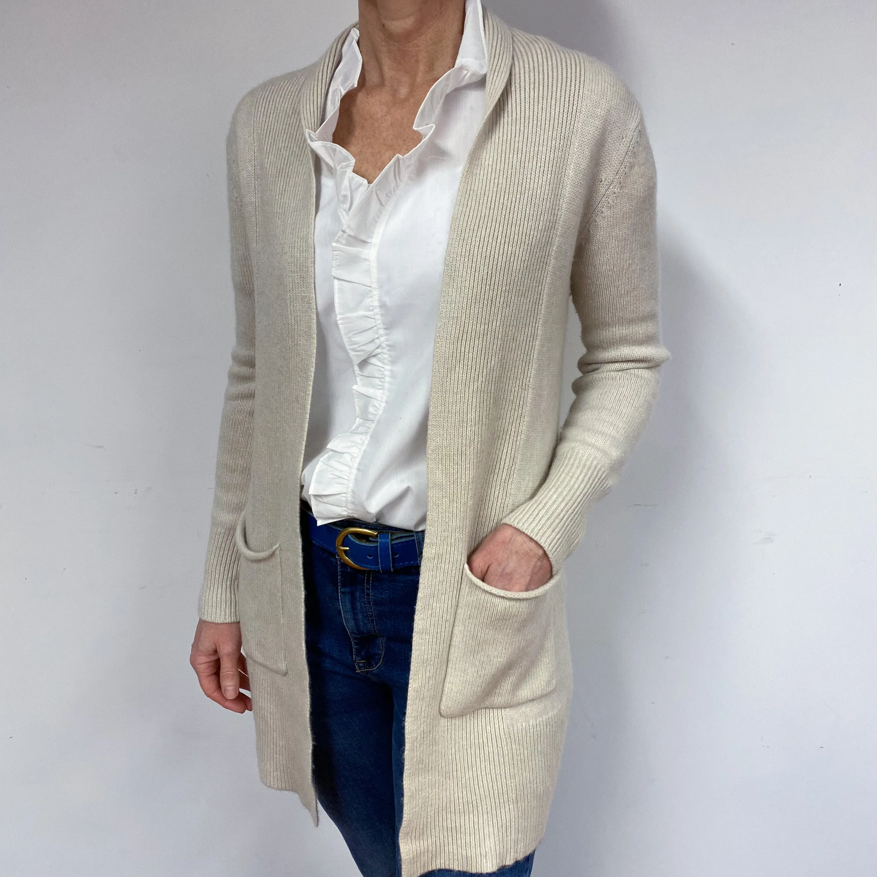 Cream Edge to Edge Cashmere Cardigan Medium