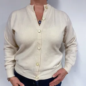 Cream Heavy Knit Cashmere Cream Neck Cardigan Large