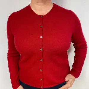 Crimson Red Cashmere Crew Neck Cardigan Large