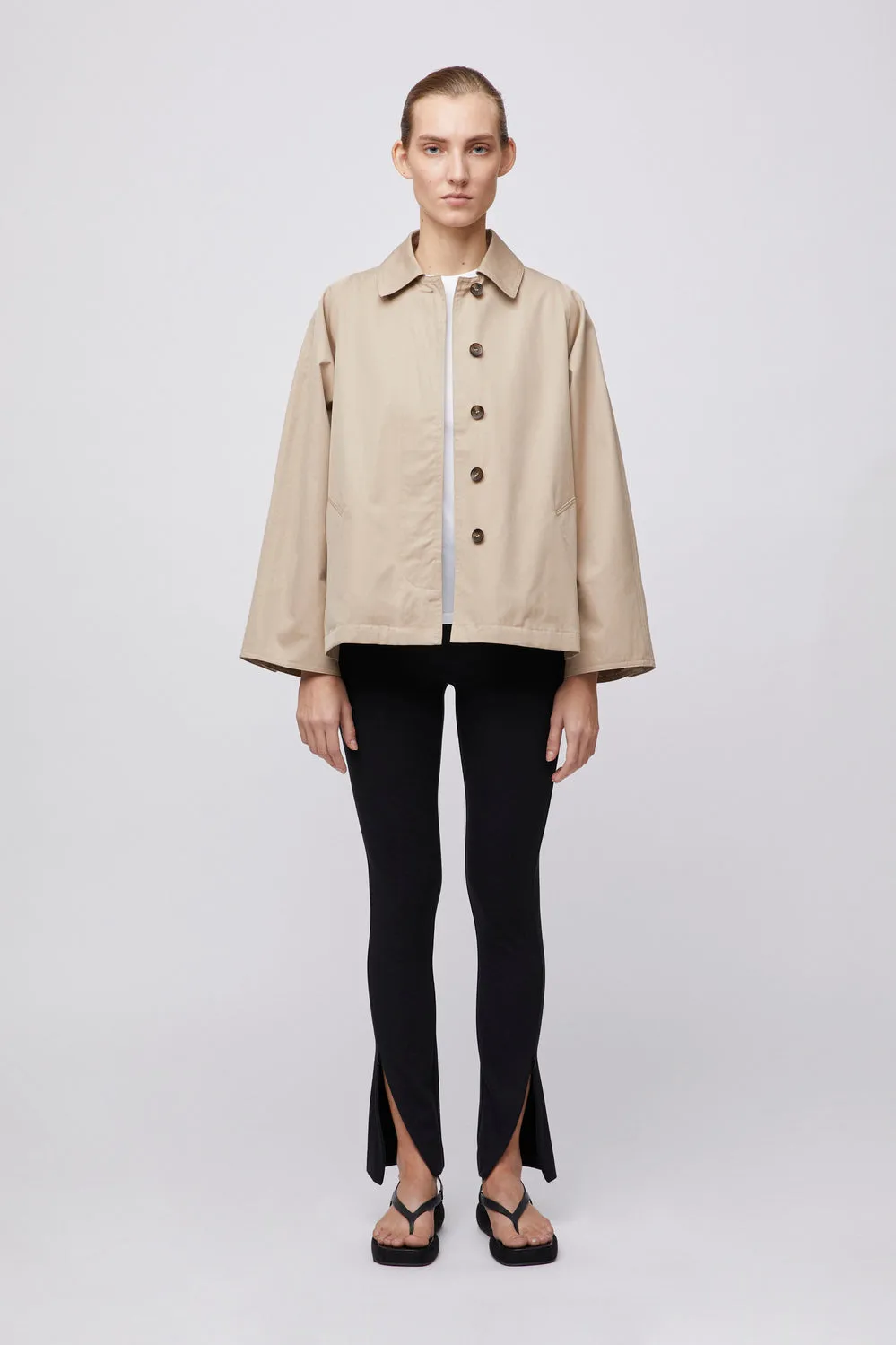 Cropped Trench Coat - Travertine