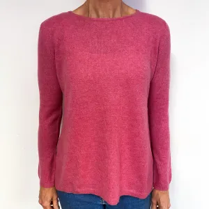 Crushed Raspberry Pink Cashmere Crew Neck Jumper Medium