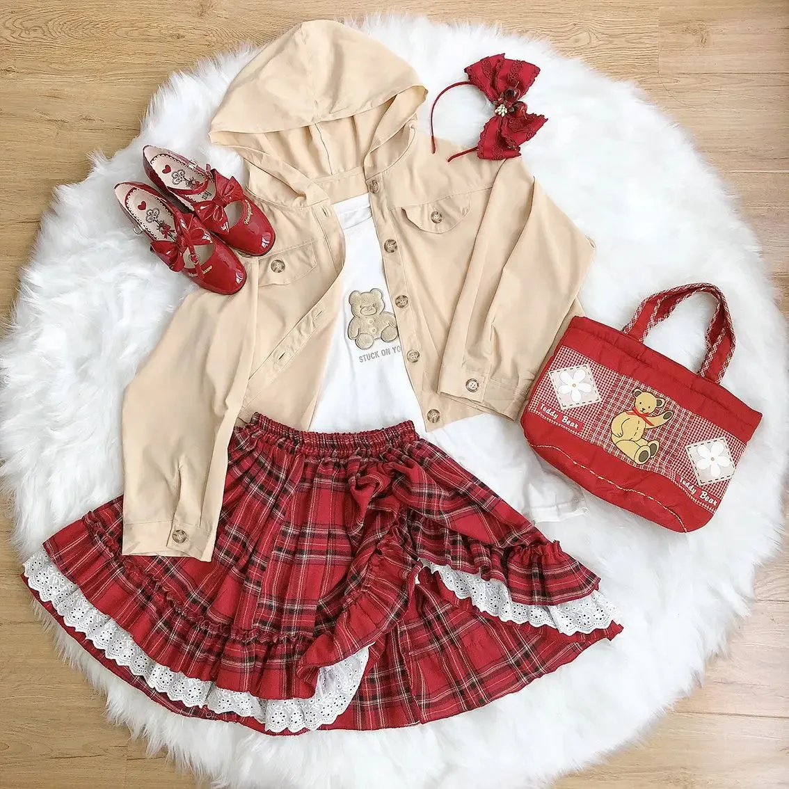 Cute Women Skirt 2024 Faldas Mujer De Moda Vintage Plaid Jupe Patchwork Lace Ruffles A-line Sweet Skirts Fashion Japanese Saia