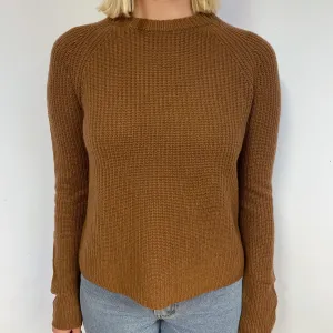 Dark Camel Brown Cashmere Crew Neck Jumper Small
