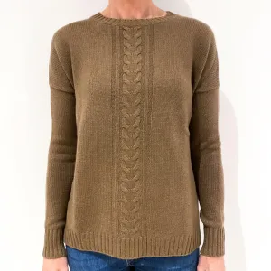 Dark Fudge Brown Cashmere Crew Neck Jumper Small