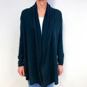 Darkest Green Cashmere Waterfall Cardigan Medium