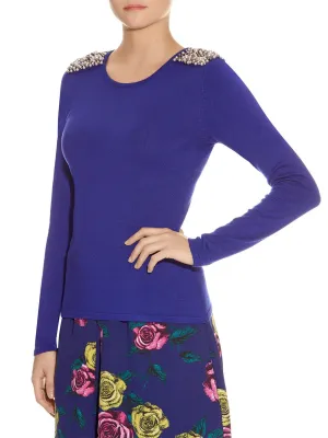 Darling Women's Pearl Beaded Shoulders Angy Jumper