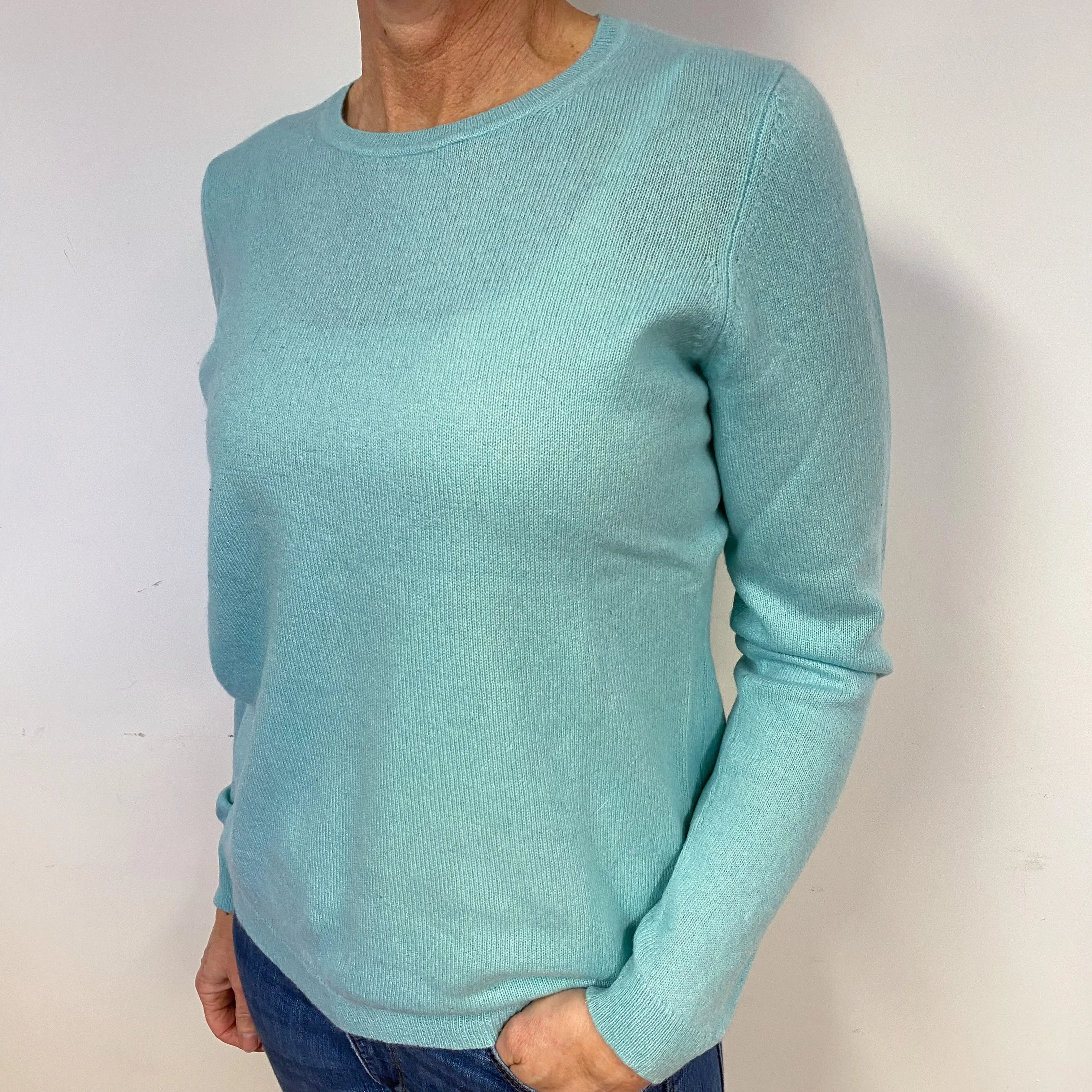 Deep Mint Green Cashmere Crew Neck Jumper Medium