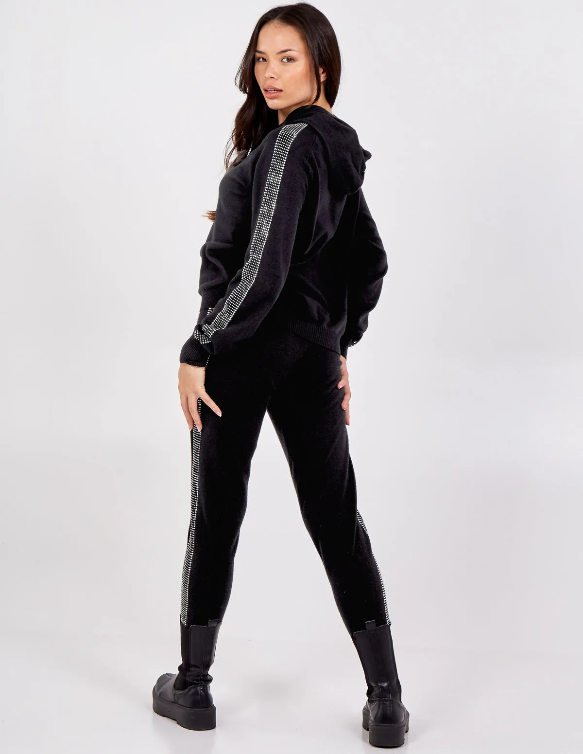 Diamante Detail Sleeve Hoodie