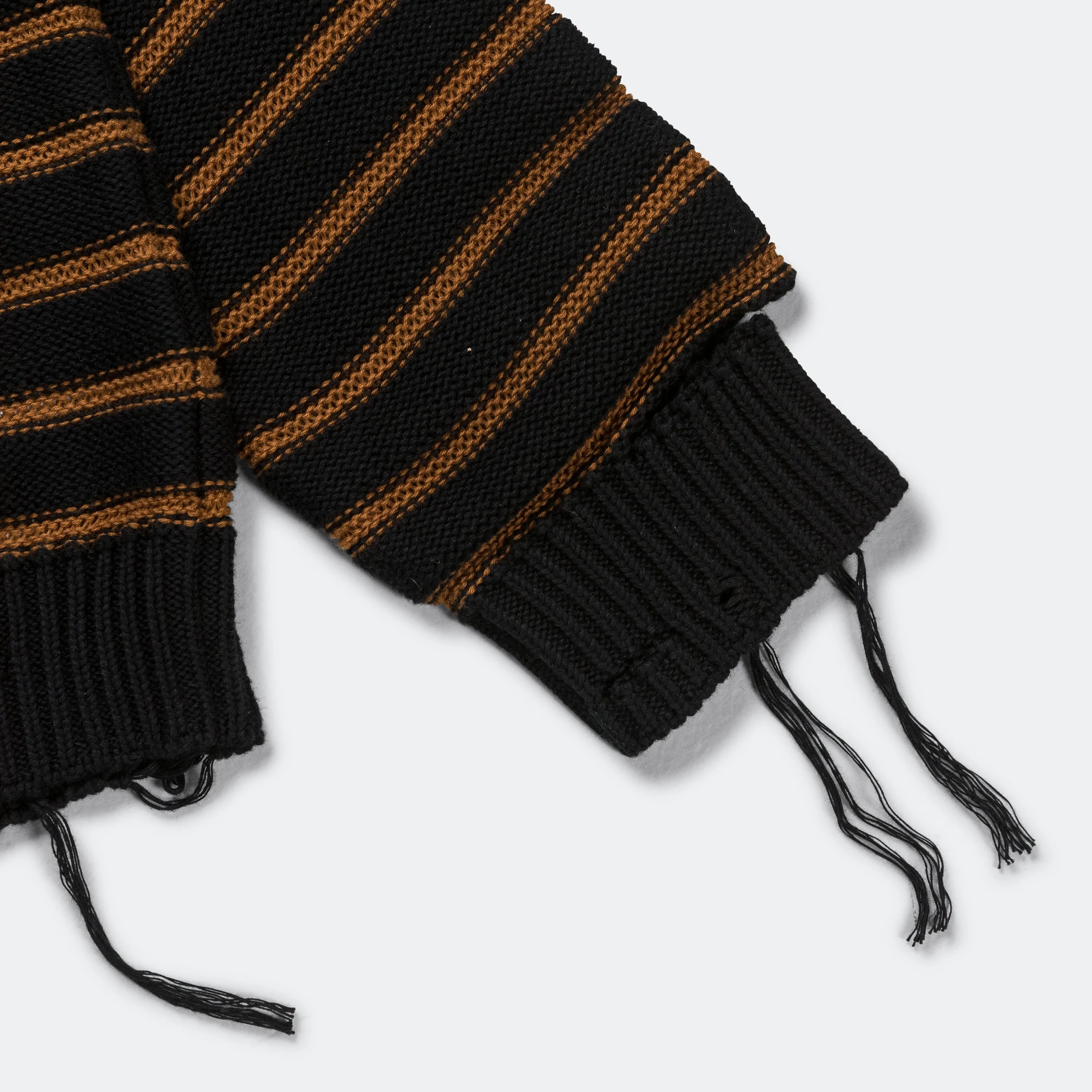 Distressed Striped Sweater - Black/Red