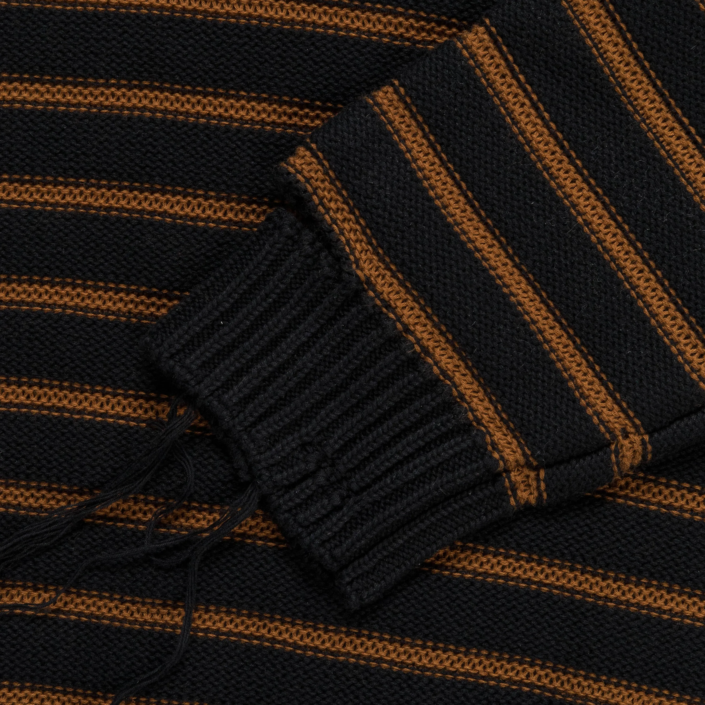 Distressed Striped Sweater - Black/Red