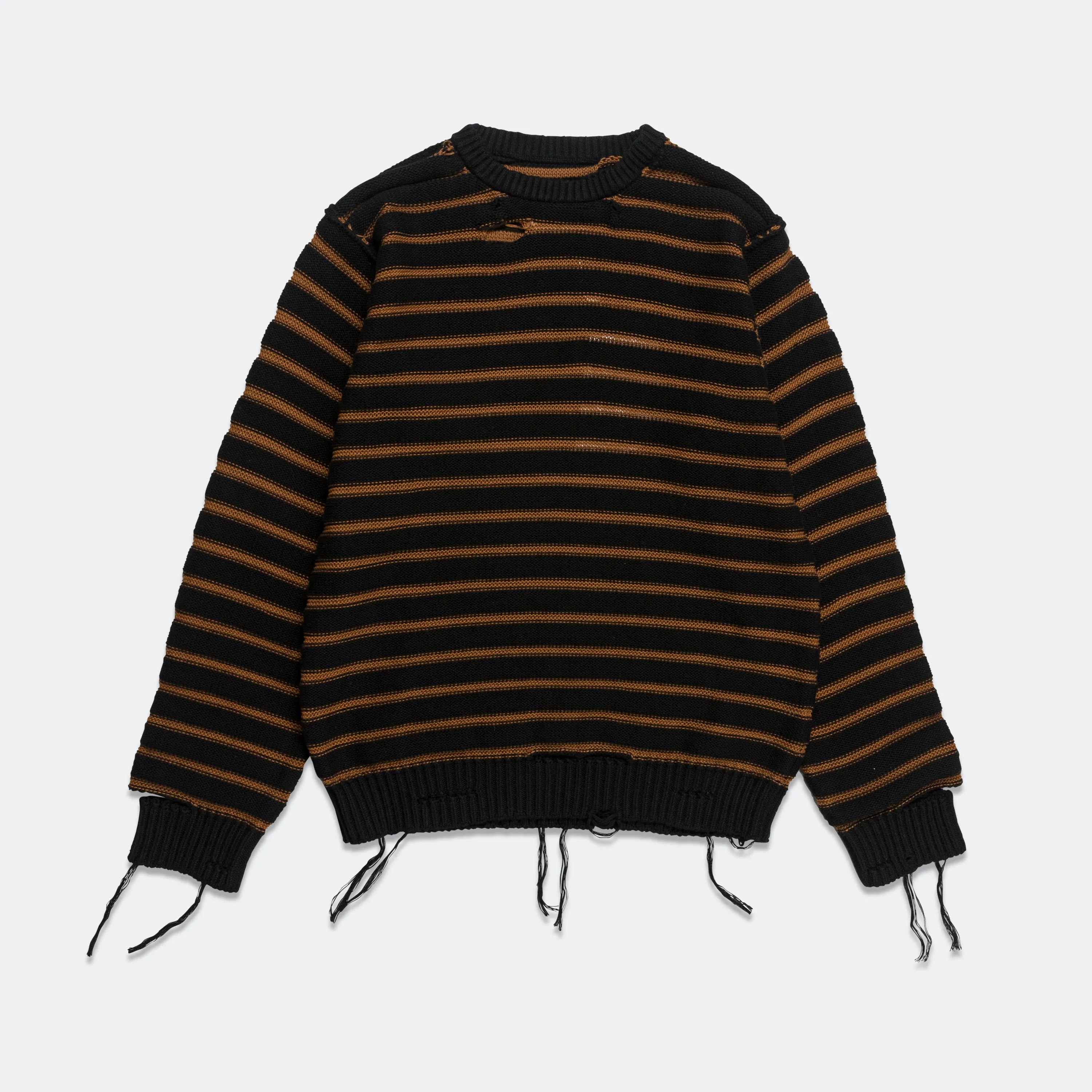 Distressed Striped Sweater - Black/Red