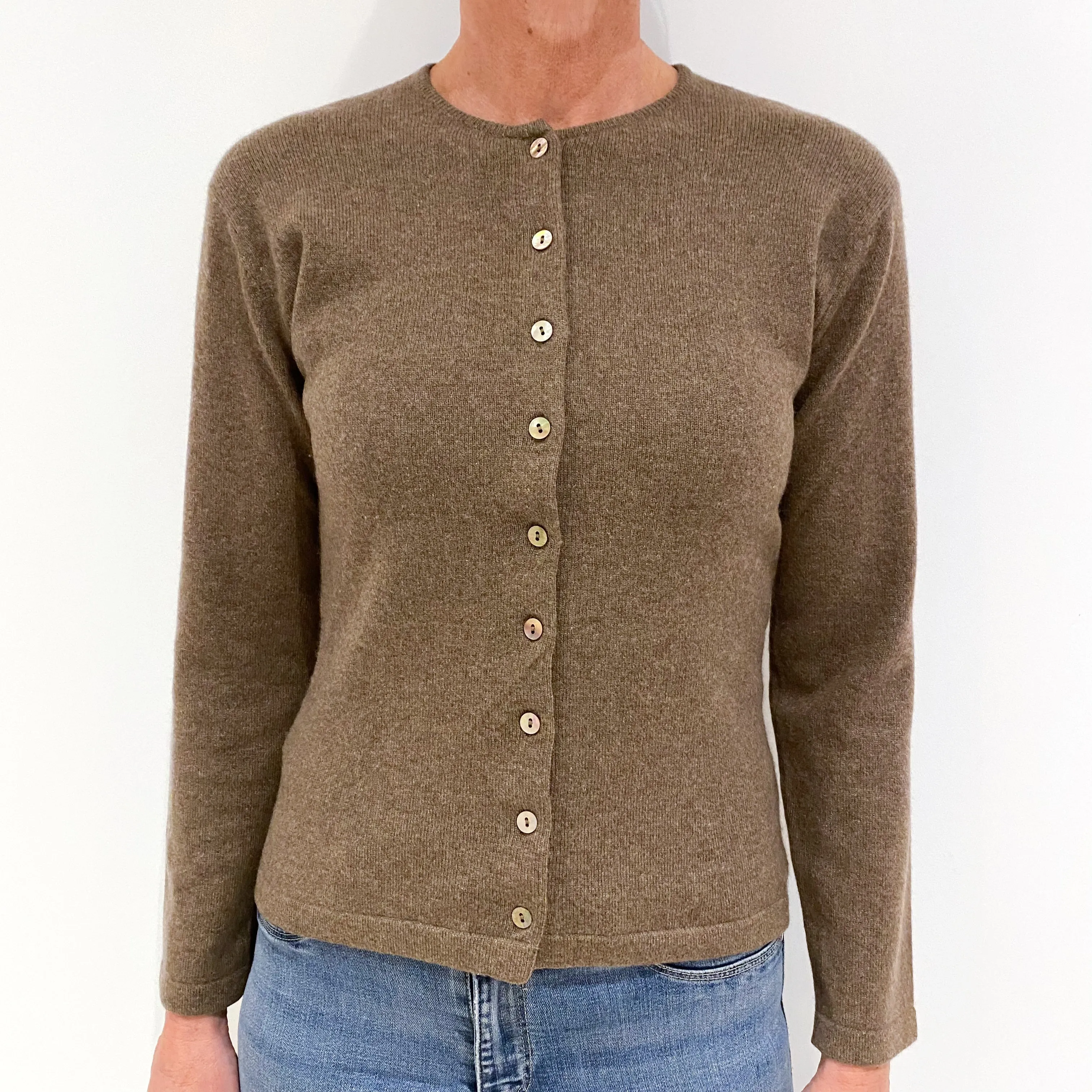 Donkey brown Cashmere Crew Neck Cardigan Small
