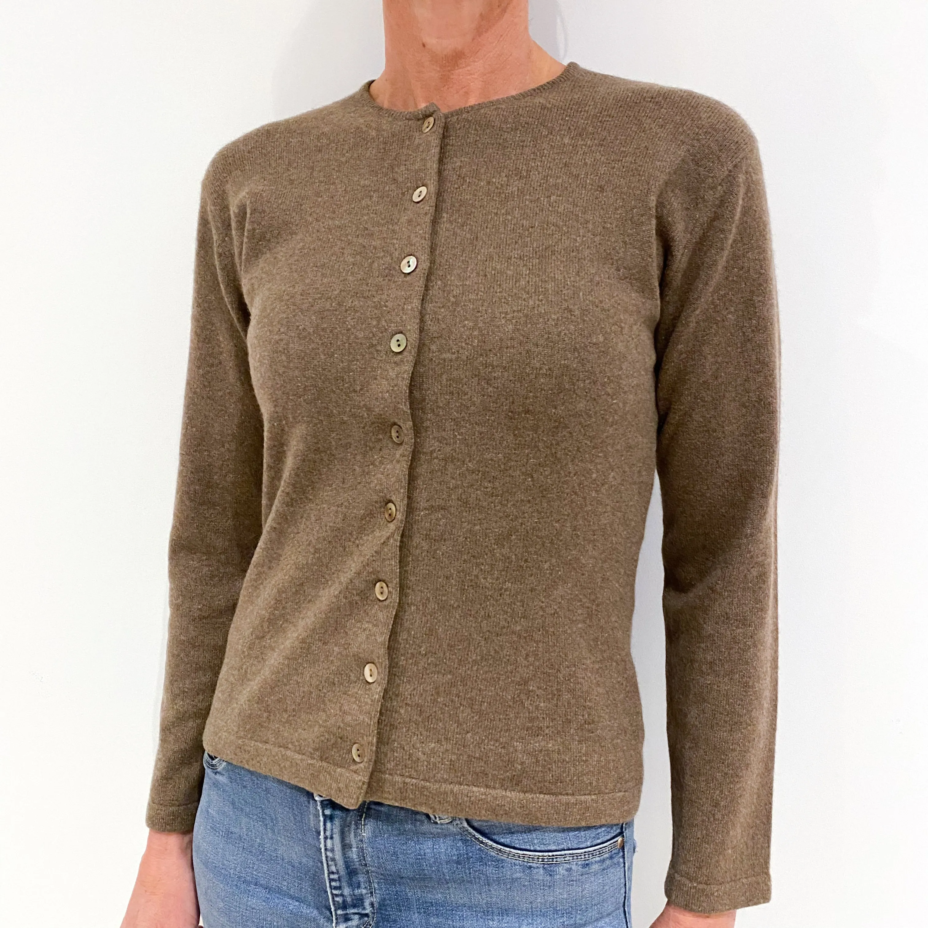 Donkey brown Cashmere Crew Neck Cardigan Small