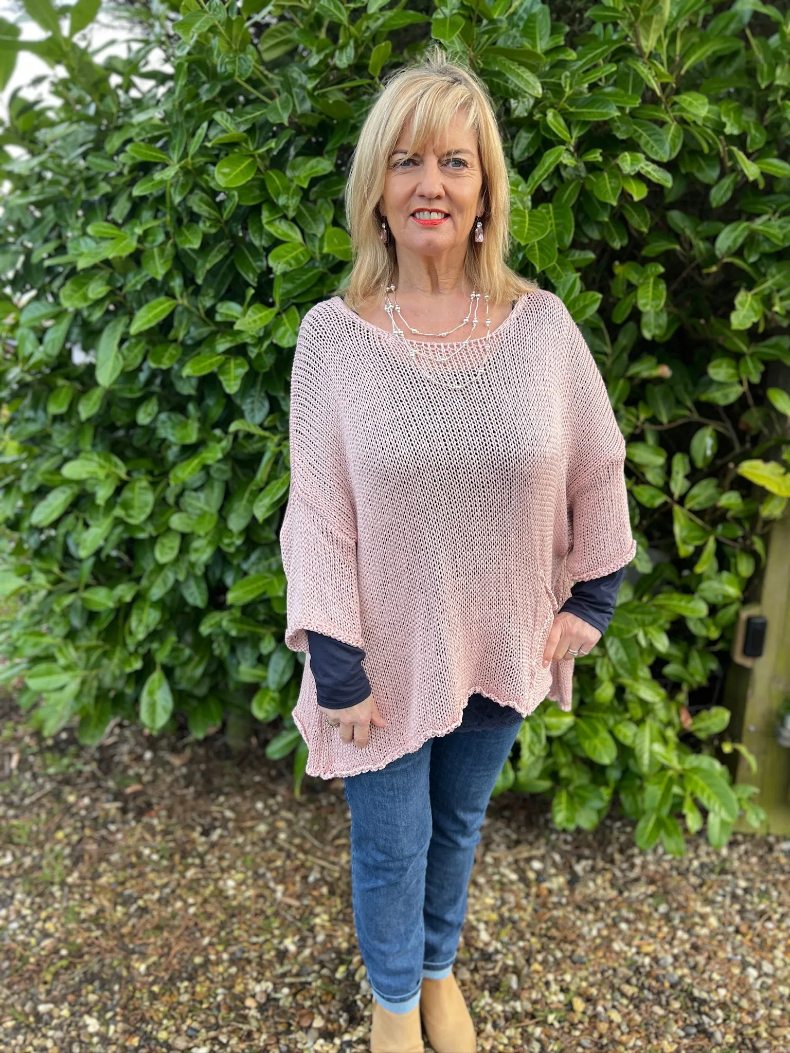 Double Pocket Knit Top | Pink