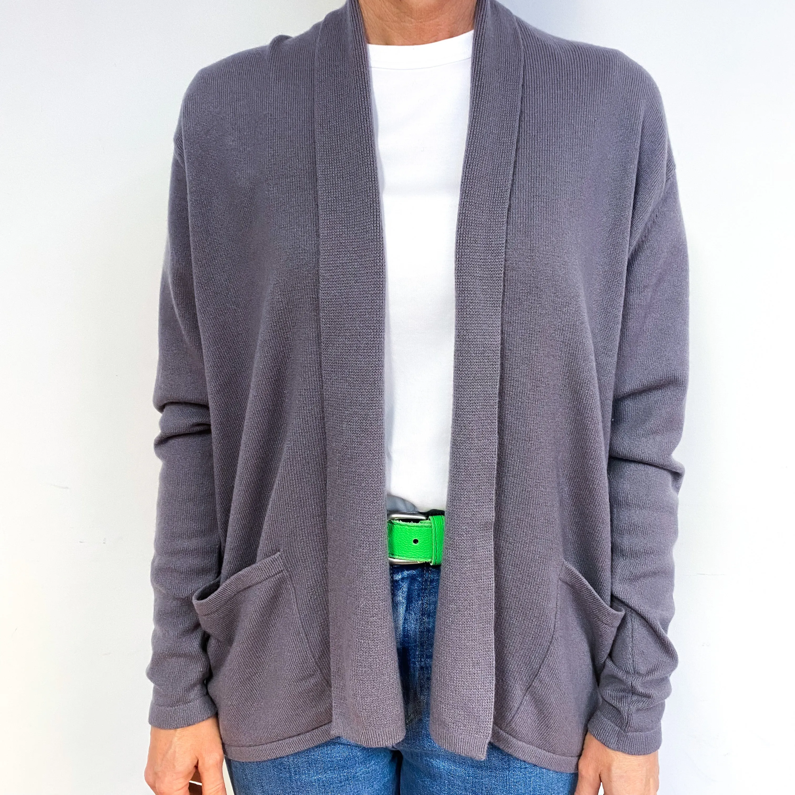 Dusky Mauve Purple Cashmere Cardigan Medium