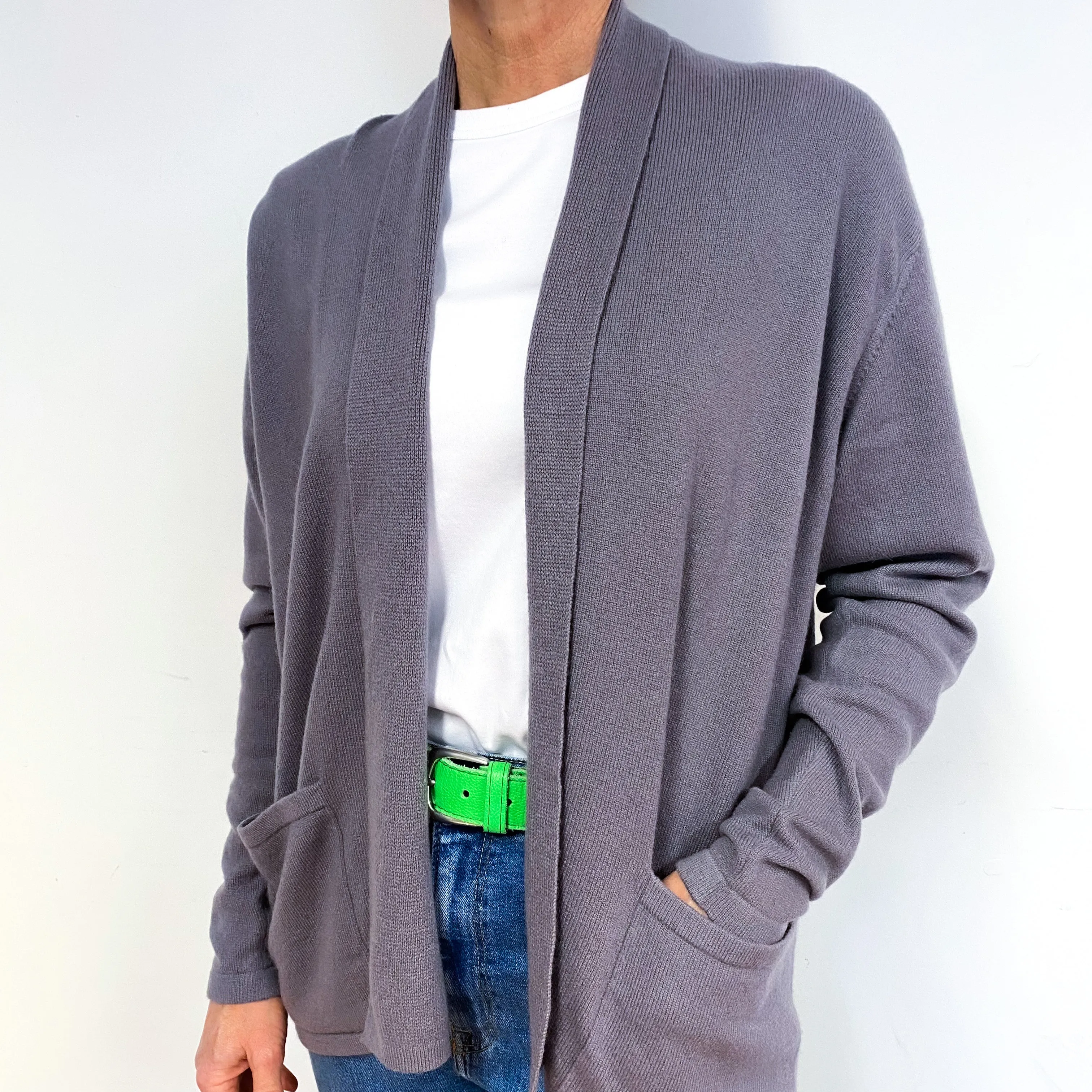 Dusky Mauve Purple Cashmere Cardigan Medium