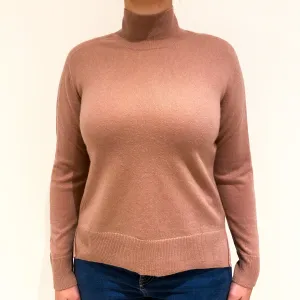 Dusky Pink Cashmere Turtle Neck Jumper Large
