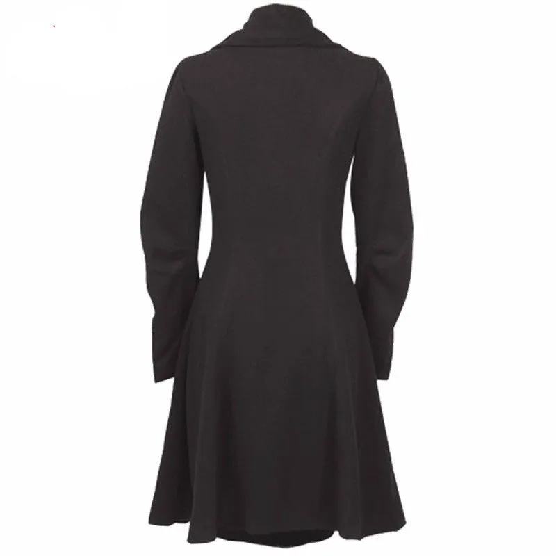 Elegant Asymmetric Stand Collar Single-Breasted Coat