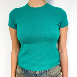 Emerald Green Cashmere Short Sleeve Jumper Small