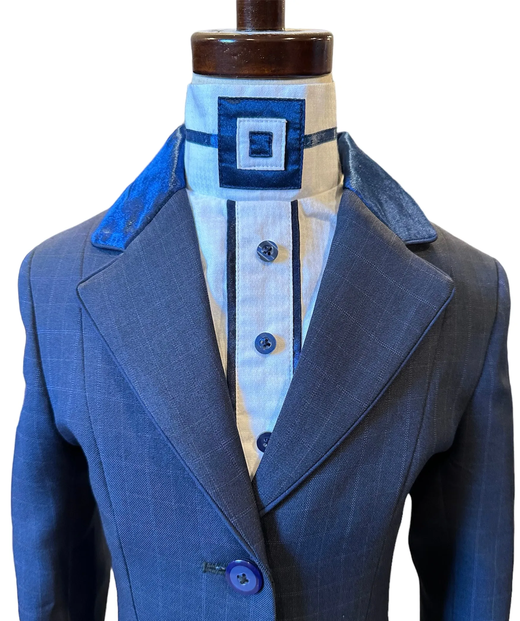 English Show Coat Navy Plaid Youth