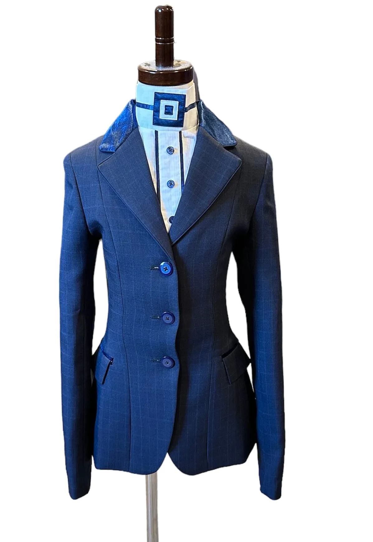 English Show Coat Navy Plaid Youth
